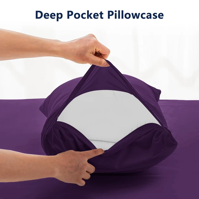 Alt view image 7 of 7 - 4 Piece Sheet Set - Oeko-Tex Bed Sheet Set
Breathable & Cooling Sheets - Hotel Luxury Bed Sheet - Easy-Fit,Soft and Wrinkle Free Sheets for Home & Hotel(Purple)