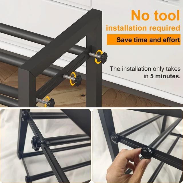 Alt view image 4 of 7 - Expandable Metal Shoe Rack for Closet & Entryway, Shoe Storage Organizer
2 Tier Adjustable Width Holds 69 Pairs Heavy-Duty Steel Space-Saving Design Easy Assembly