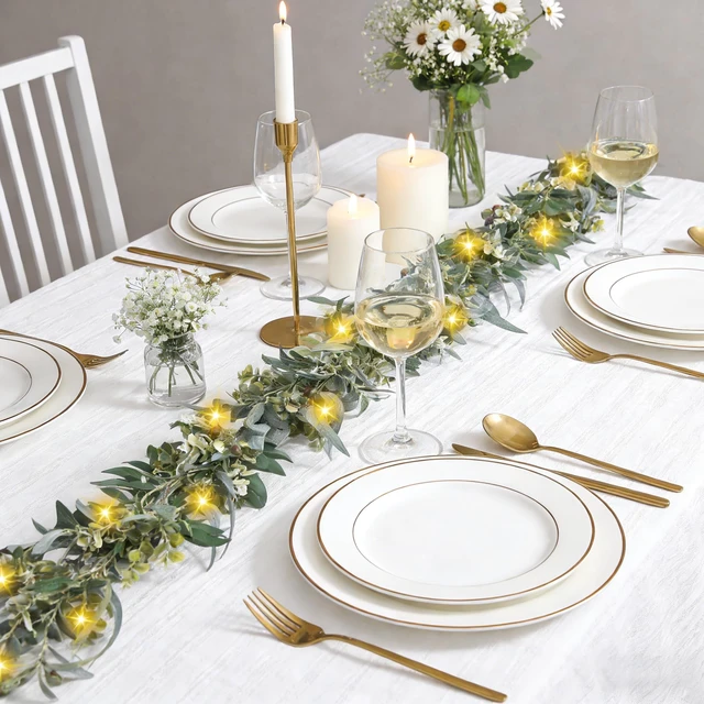Alt view image 4 of 7 - Olive Garland with Lights - 6 Ft Eucalyptus Garland with Timer
Artificial Greenery Garlands with 30 Fairy Lights for Indoor Outdoor Wedding Arch Backdrop Table Spring/Summer Decor