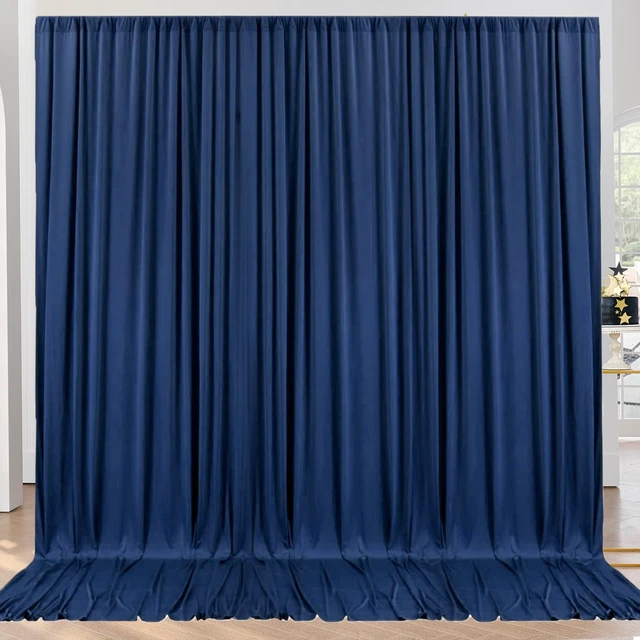 Main image of 10ft x 10ft Wrinkle Free Navy Blue Backdrop Curtains Panels, 2 Panels 5x10ft Silky Polyester Photo Backdrop Drapes for Birthday Wedding Party Graduation Photography Background
