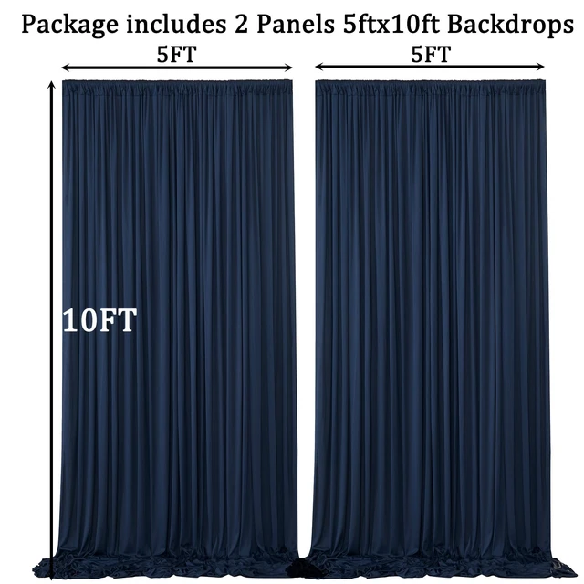 Alt view image 5 of 7 - 10ft x 10ft Wrinkle Free Navy Blue Backdrop Curtains Panels, 2 Panels 5x10ft Silky Polyester Photo Backdrop Drapes for Birthday Wedding Party Graduation Photography Background