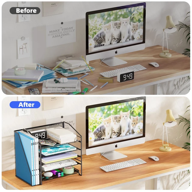 Alt view image 7 of 7 - Simple Trending 5-Tier Desk File Organizer, Paper Organizer, Black
Adjustable Letter Trays, Side File Shelf, Durable Steel Mesh, Space Saving, for Home Office, 15.4"L x 9"W x 12.8"H