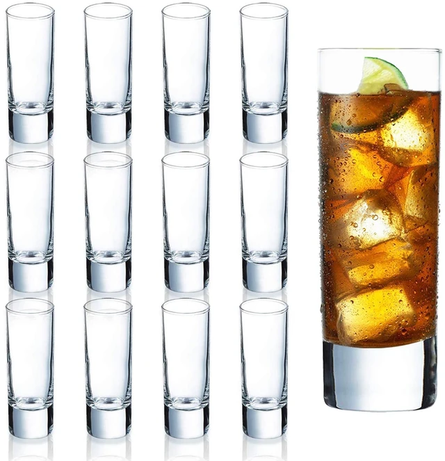 Main image of Clear Heavy Base Shot Glasses 12 Pack, 2 oz Tall Glass Set for Whiskey, Tequila, Vodka
