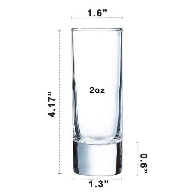 Alt view image 4 of 6 - Clear Heavy Base Shot Glasses 12 Pack, 2 oz Tall Glass Set for Whiskey, Tequila, Vodka