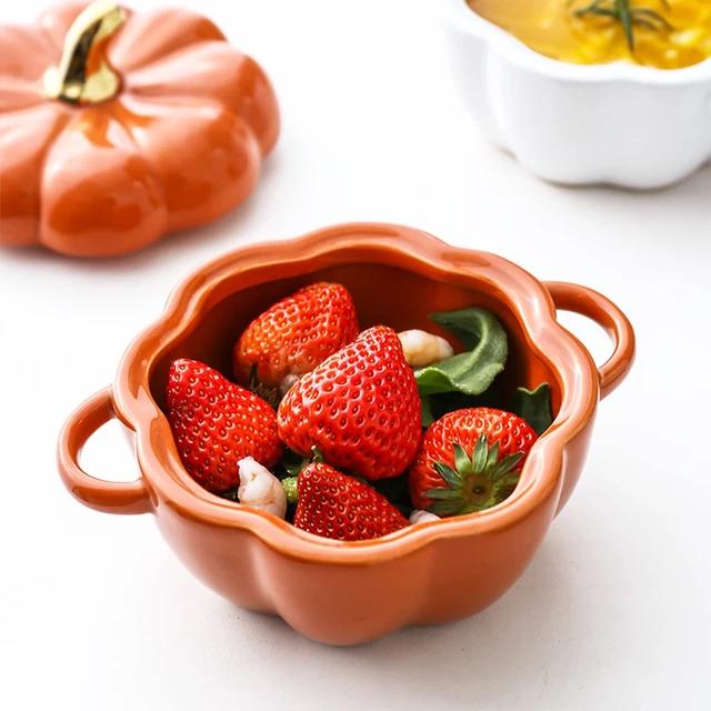 Alt view image 3 of 7 - Oven Pot with Lid, Pumpkin Pottery Dessert Saucepan, Mini Baking Dish Cute Pumpkins Bowl, Covered Dutch Oven Ceramic Stockpot, Pumpkin-Shaped Casserole (Orange)