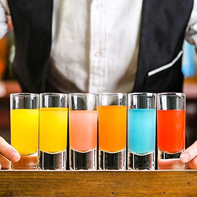 Alt view image 6 of 6 - Clear Heavy Base Shot Glasses 12 Pack, 2 oz Tall Glass Set for Whiskey, Tequila, Vodka