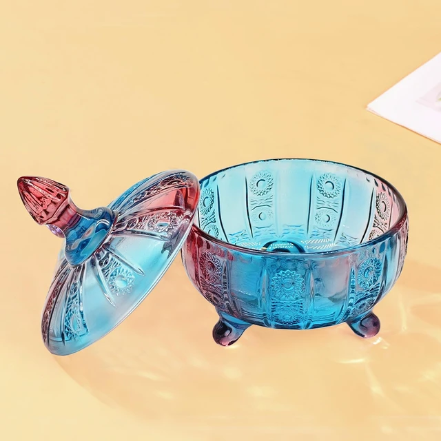 Alt view image 5 of 7 - Multicolor Glass 3-Footed Candy Dish with Lid 16oz(Purple)
Floral Embossed Decorative Candy Jar with Non-Airtight Lid,Vintage Candy Dishes Bowl with Lids for Office Desk Coffee Table
Brand: LWXPAIYY