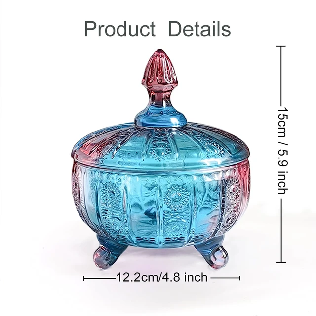 Alt view image 7 of 7 - Multicolor Glass 3-Footed Candy Dish with Lid 16oz(Purple)
Floral Embossed Decorative Candy Jar with Non-Airtight Lid,Vintage Candy Dishes Bowl with Lids for Office Desk Coffee Table
Brand: LWXPAIYY