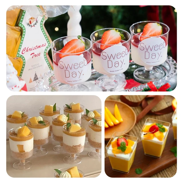 Alt view image 4 of 7 - 300 Pack Clear Plastic Dessert Cups(5 oz),Disposable Parfait Cups For Pudding, Fruit and Ice Cream,Mini Shooter Cups With Spoons For Party,appetizer cups