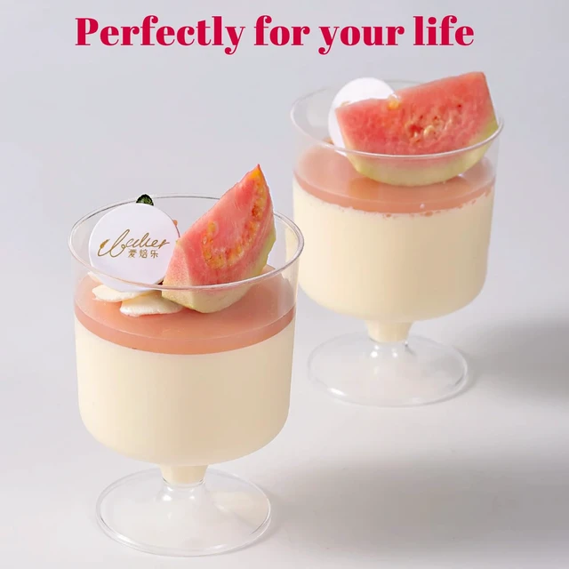 Alt view image 5 of 7 - 300 Pack Clear Plastic Dessert Cups(5 oz),Disposable Parfait Cups For Pudding, Fruit and Ice Cream,Mini Shooter Cups With Spoons For Party,appetizer cups