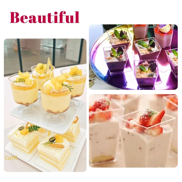 Alt view image 7 of 7 - 300 Pack Clear Plastic Dessert Cups(5 oz),Disposable Parfait Cups For Pudding, Fruit and Ice Cream,Mini Shooter Cups With Spoons For Party,appetizer cups