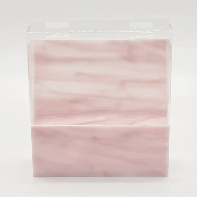 Alt view image 3 of 6 - Holder Shelf, Dust-proof Tweezer Stand, 6-Hole Acrylic Display Stand, Storage Rack Eyelash Extension Tweezers Box with Dust Cover for Salon (Pink Marble)