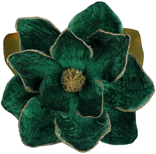 Main image of 3 Artificial Christmas Magnolias Flowers 30 Long Stem Faux Magnolia Stems for Tree Ornaments, Holiday Centerpieces & Christmas Decor,Green