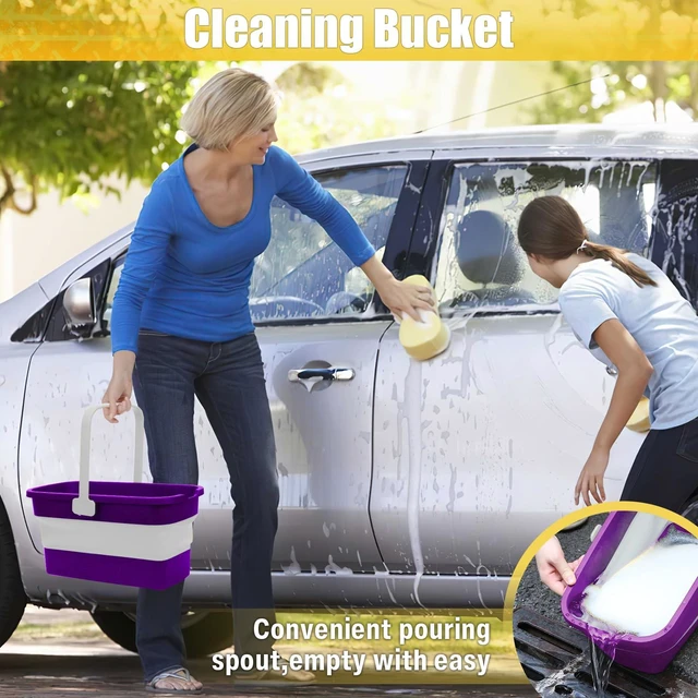 Alt view image 5 of 7 - Bucket with Handle for Mop Windows Cleaning,3 Gallon
Silicone Square Wash Bucket for Car Washing | Cleaning Supplies Organizer Plastic Water Bucket for Storage