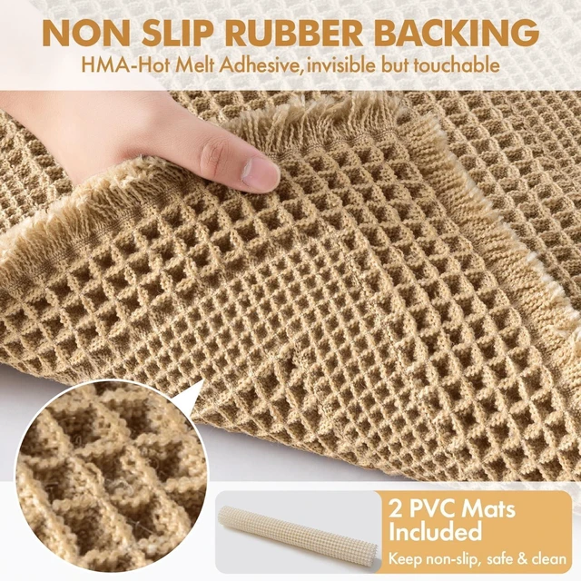 Alt view image 3 of 7 - Set of 2 Waffle Bathroom Rugs Brown Boho Bath Mat 17x24+18x30 in
Looped Design, Super Absorbent, Non Slip, Washable, Ultra Soft, Rubber Backed, Bathroom Mats for Floor Tub Shower