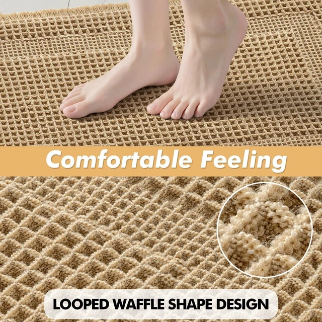 Alt view image 4 of 7 - Set of 2 Waffle Bathroom Rugs Brown Boho Bath Mat 17x24+18x30 in
Looped Design, Super Absorbent, Non Slip, Washable, Ultra Soft, Rubber Backed, Bathroom Mats for Floor Tub Shower