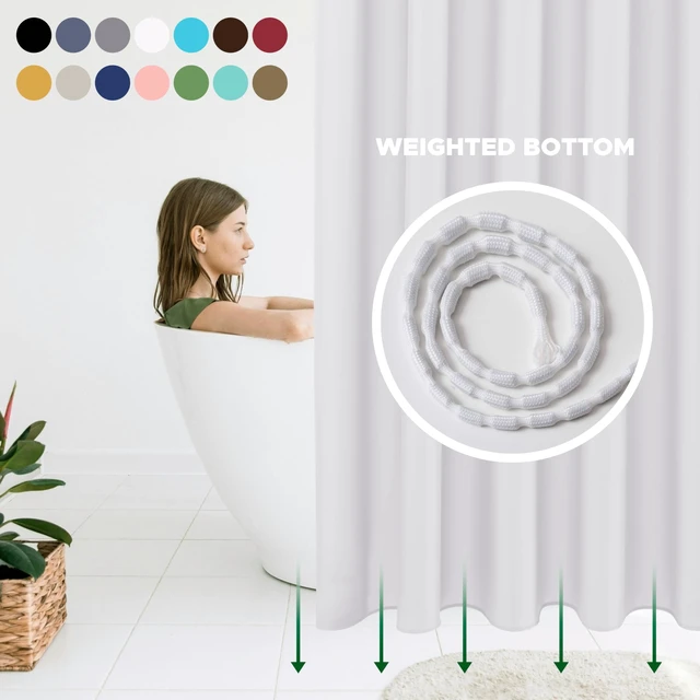 Alt view image 3 of 7 - Shower Curtain Liner 72x72 Inch-White Standard Size Shower Liners
Hotel Quality Water Resistant Shower Liners for Bathroom-Machine Washable Cloth Polyester Bath Curtain-Rental Apartment Home