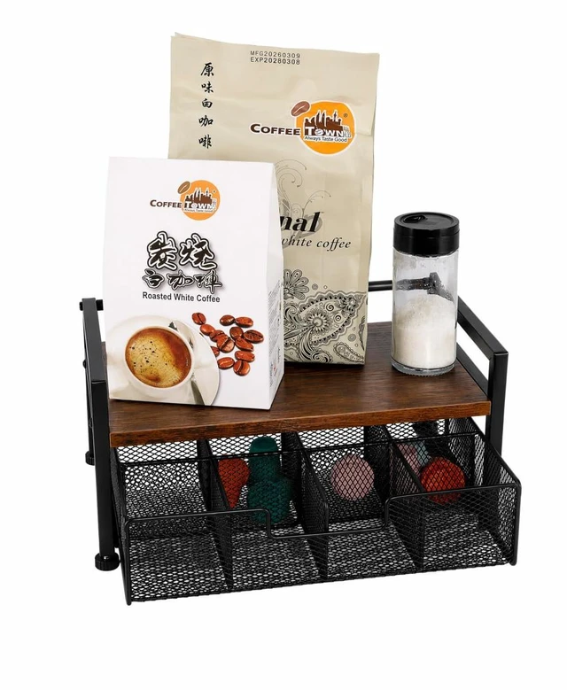 Main image of Metal Tea Bag Organizer 8 Compartments Adjustable Drawer Tea Storage Box, Multi-Purpose Tea Rack for Countertop Kitchen Office, Tea Bag Holder Station Chest (Tiger Color)