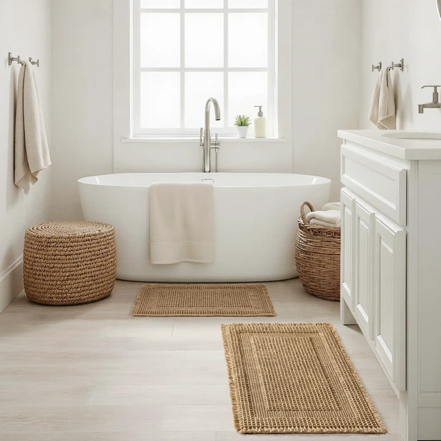 Alt view image 7 of 7 - Set of 2 Waffle Bathroom Rugs Brown Boho Bath Mat 17x24+18x30 in
Looped Design, Super Absorbent, Non Slip, Washable, Ultra Soft, Rubber Backed, Bathroom Mats for Floor Tub Shower