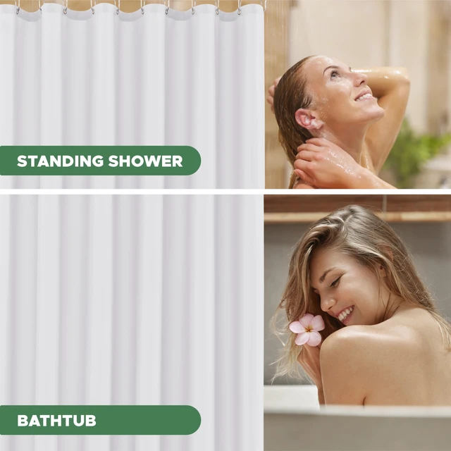 Alt view image 4 of 7 - Shower Curtain Liner 72x72 Inch-White Standard Size Shower Liners
Hotel Quality Water Resistant Shower Liners for Bathroom-Machine Washable Cloth Polyester Bath Curtain-Rental Apartment Home