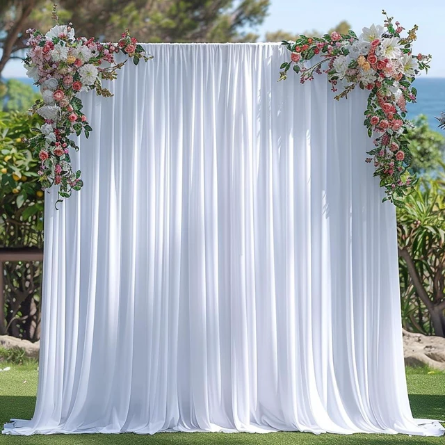 Main image of 10x10ft Wrinkle Free White Backdrop Curtain for Parties Soft Fabric Drapes Wedding White Curtain Backdrop for Birthday Party Decorations Background for Photography 5x10ft, 2 Panels