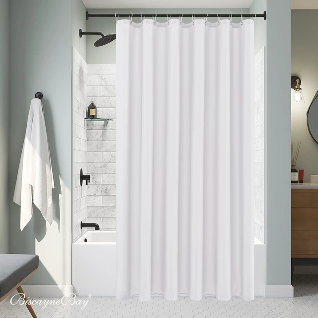 Alt view image 7 of 7 - Shower Curtain Liner 72x72 Inch-White Standard Size Shower Liners
Hotel Quality Water Resistant Shower Liners for Bathroom-Machine Washable Cloth Polyester Bath Curtain-Rental Apartment Home