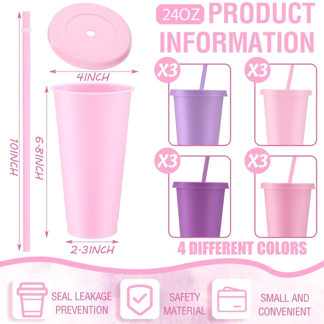 Alt view image 2 of 6 - 12 Pcs Lavender Pink Plastic Cups with Lids and Straws 24 oz
Reusable Tumbler Large Travel Mug Cup Coffee Beverage Drinks Party Supplies for Christmas Wedding Bridal Baby Shower Birthday