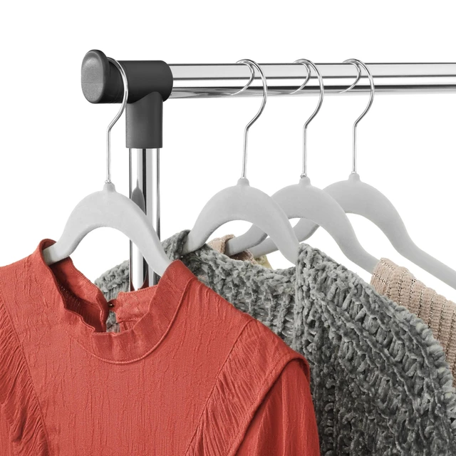Alt view image 5 of 7 - Folding Garment Rack - Rolling Clothes Hanger - Adjustable Height - Black