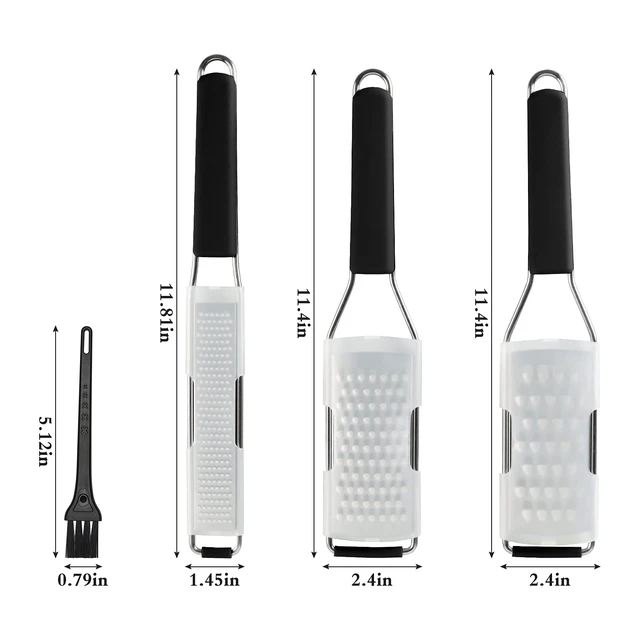 Alt view image 5 of 7 - Lemon Zester Grater Three-piece Suit - Heavy Duty Kitchen Tool for Parmesan Cheese, Ginger, Garlic, Nutmeg, Chocolate, Vegetables,Fruits,Stainless Steel Grater Dishwasher Safe Black