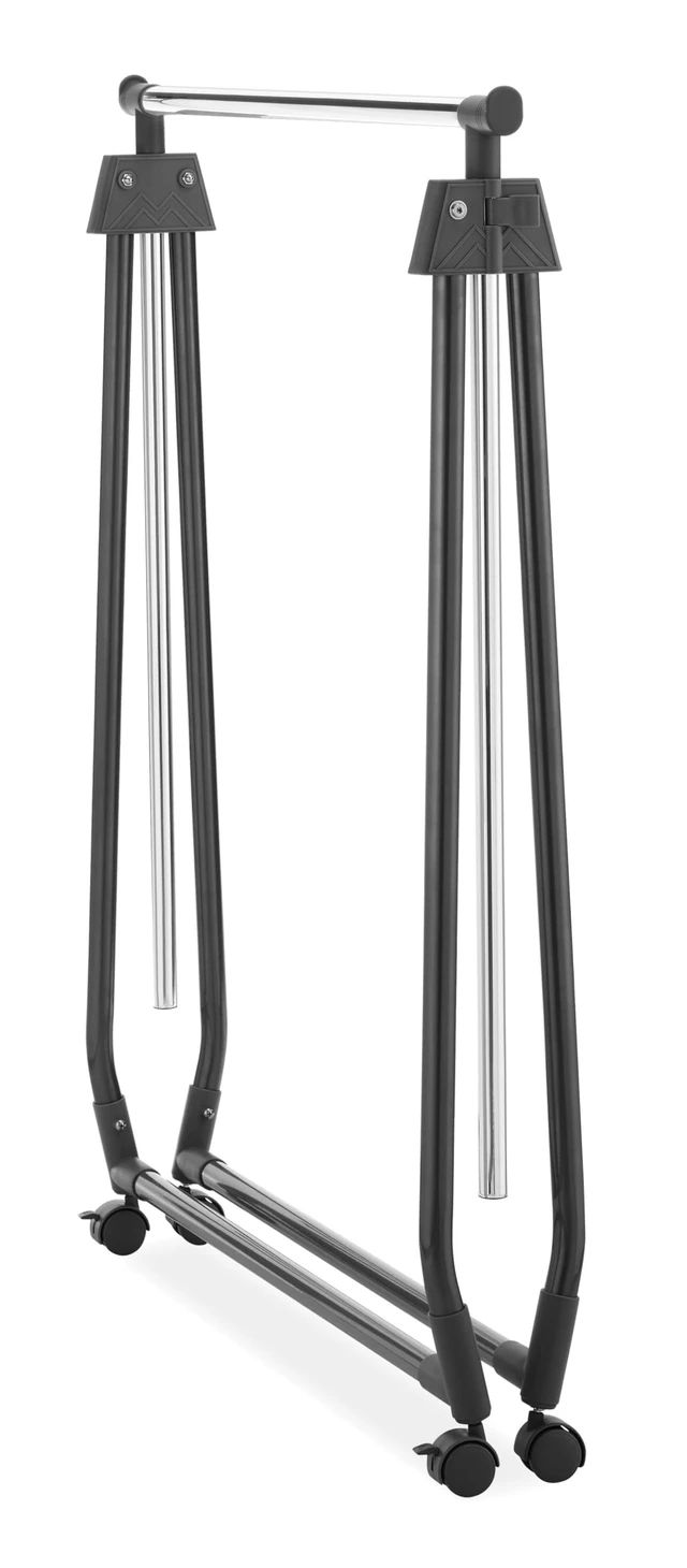 Alt view image 7 of 7 - Folding Garment Rack - Rolling Clothes Hanger - Adjustable Height - Black