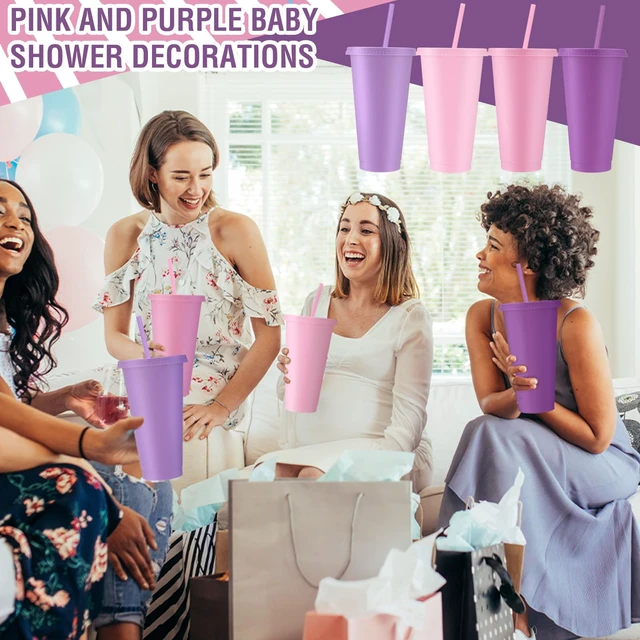 Alt view image 6 of 6 - 12 Pcs Lavender Pink Plastic Cups with Lids and Straws 24 oz
Reusable Tumbler Large Travel Mug Cup Coffee Beverage Drinks Party Supplies for Christmas Wedding Bridal Baby Shower Birthday