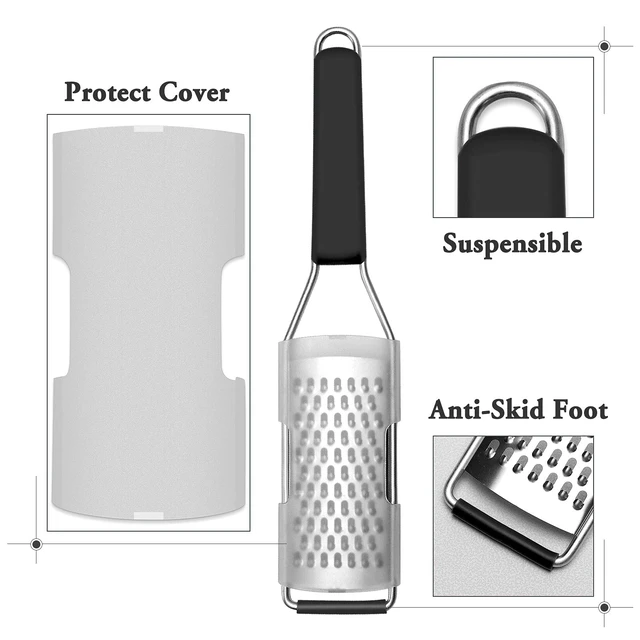 Alt view image 7 of 7 - Lemon Zester Grater Three-piece Suit - Heavy Duty Kitchen Tool for Parmesan Cheese, Ginger, Garlic, Nutmeg, Chocolate, Vegetables,Fruits,Stainless Steel Grater Dishwasher Safe Black