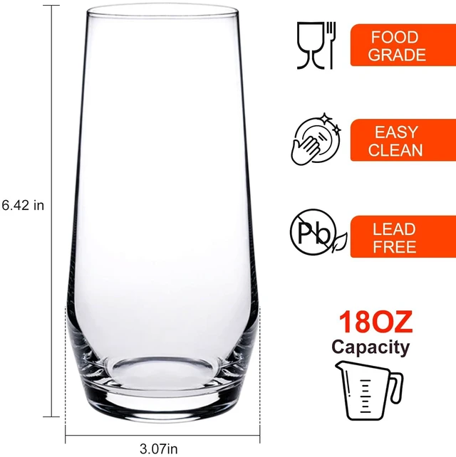 Alt view image 2 of 7 - Set of 4,Tall Drinking Glasses 18oz
Clear Cocktail Glass Cup, Water Glasses, Mojito Glassware, Juice, Beverage, Restaurant