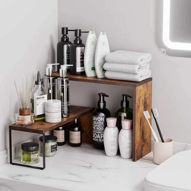 Alt view image 6 of 6 - Countertop Organizer, Spice Rack Cabinet Organizer Shelf Stackable Counter Corner Shelves Organization and Storage for Pantry, Counter top, Coffee Station Wood Rustic Brown