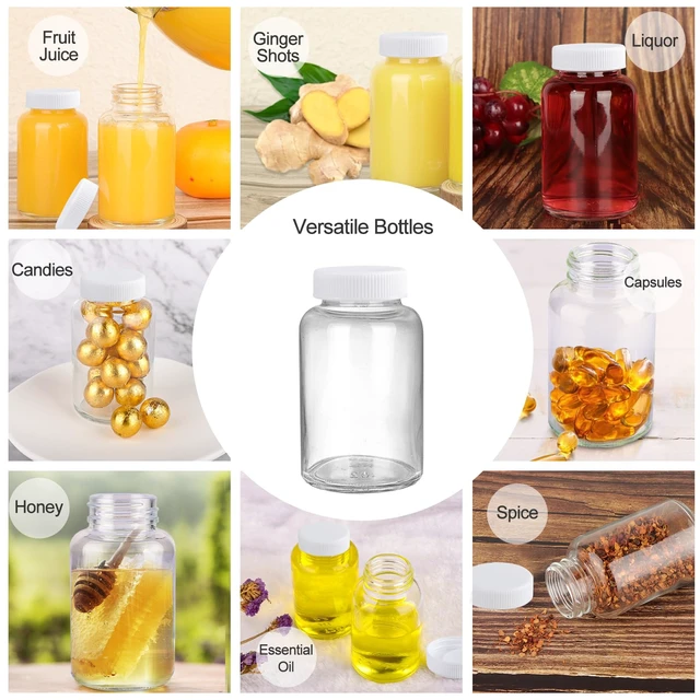 Alt view image 6 of 7 - 12 Pack 4oz Glass Shot Bottles with Caps, 120ml Juice Shot Bottles
Empty Wellness Shot Bottles, Reusable Small Clear Glass Jars with Lids for Juice, Ginger, Shots and Homemade Beverages