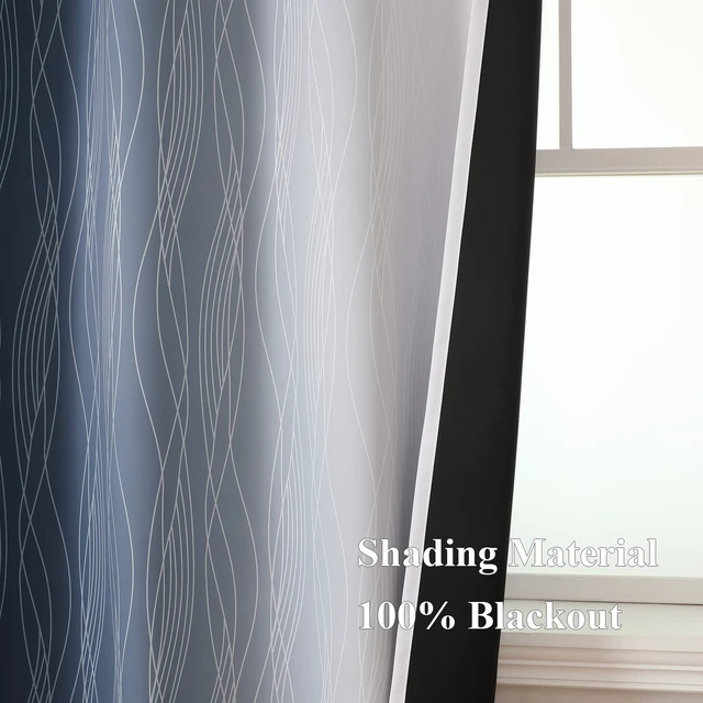 Alt view image 4 of 7 - Blue and Greyish White Blackout Curtains for Living Room 84 Inch Long
Estelar Textiler Ombre Room Darkening Bedroom Curtains, Light Blocking,Thermal Insulated Grommet Window Drapes,52x84,2 Panels