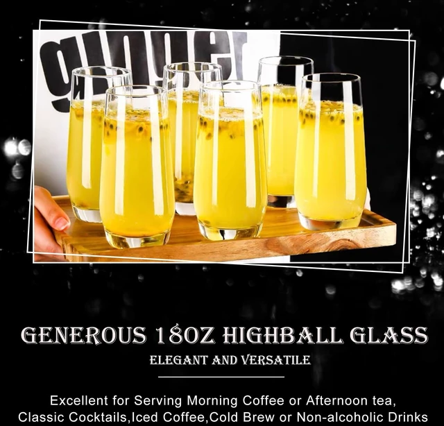 Alt view image 5 of 7 - Set of 4,Tall Drinking Glasses 18oz
Clear Cocktail Glass Cup, Water Glasses, Mojito Glassware, Juice, Beverage, Restaurant