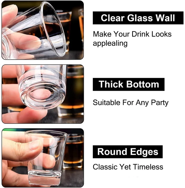 Alt view image 3 of 6 - Shot Glasses 36 Pack, 2oz Clear Heavy Base Stackable, Bar Essential
Clear Shot Glass Bulk Ideal for Whiskey, Tequila, Vodka, Liqueur, Home Bars, Parties, Wedding, Gift-giving.