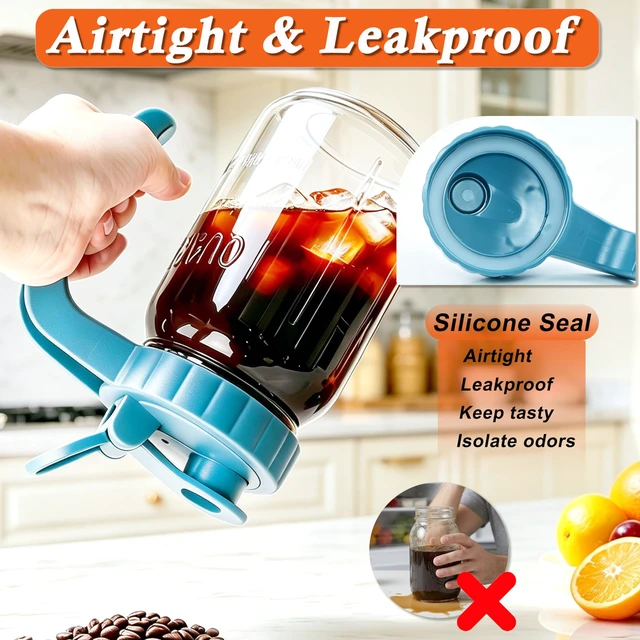 Alt view image 2 of 7 - ar Pitcher With Pour Spout Lid 32 Oz Glass Breastmilk Storage Wide Mouth Airtight & Leakproof Water Jug With Flip Cap For Cold Brew Coffee Iced Tea Sun Tea Lemonade Juice Beverages