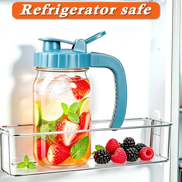 Alt view image 3 of 7 - ar Pitcher With Pour Spout Lid 32 Oz Glass Breastmilk Storage Wide Mouth Airtight & Leakproof Water Jug With Flip Cap For Cold Brew Coffee Iced Tea Sun Tea Lemonade Juice Beverages