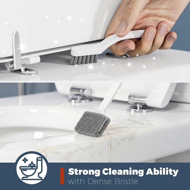 Alt view image 3 of 7 - Brush and Holder Set, Space Saving, White, 1 Pack
Bathroom Accessories, Ergonomic Silicone Handle, Dense Bristles, Deep Cleaning, Scrubber, Compact Design, with Crevice Brush