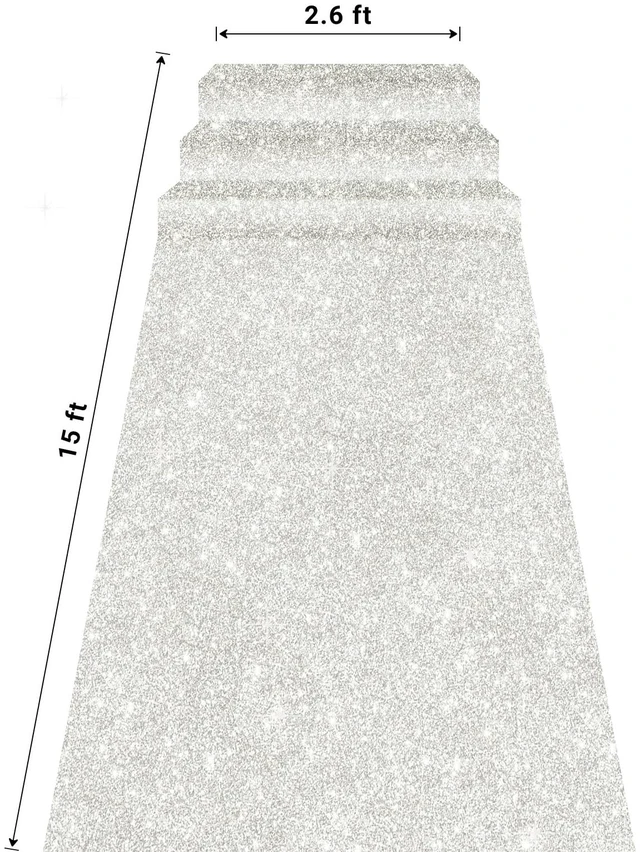 Alt view image 3 of 7 - Glitter Carpet Runner for Party -200 GSM Thickness Non-Woven Fabric Runner Rug with Adhesive Tape, Hollywood Carpet for Event, Aisle Runner for Wedding Ceremony (Glitter White, 2.6FTx15FT)