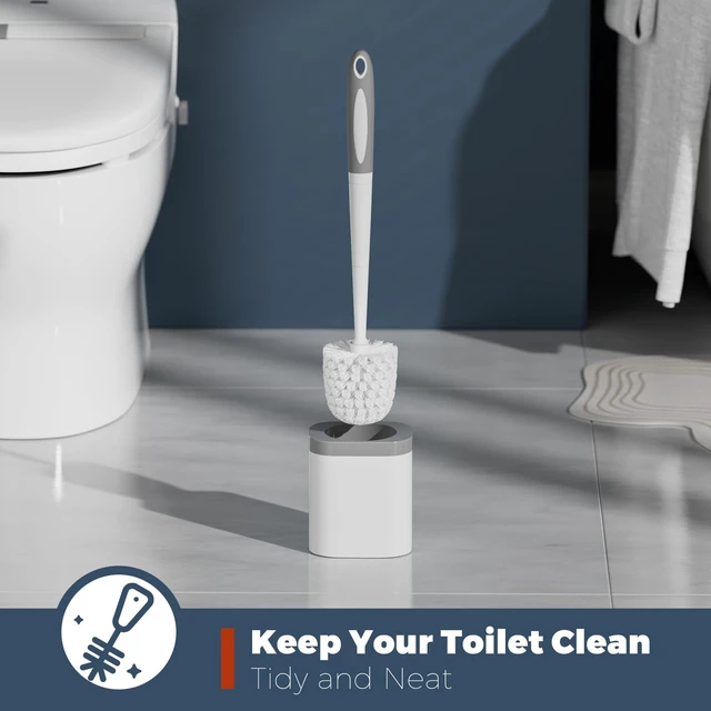 Alt view image 4 of 7 - Brush and Holder Set, Space Saving, White, 1 Pack
Bathroom Accessories, Ergonomic Silicone Handle, Dense Bristles, Deep Cleaning, Scrubber, Compact Design, with Crevice Brush