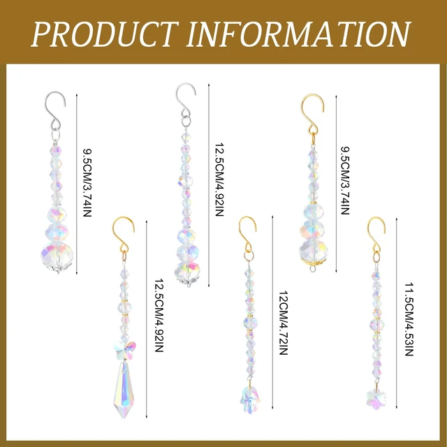 Alt view image 2 of 6 - 6 Pcs Crystal Suncatchers Plant Decorations Charms Hanging Prisms for Window Indoor Garden Plant Pot Holder Hanger Tree Vine Home Chandeliers Outdoors(Classic)