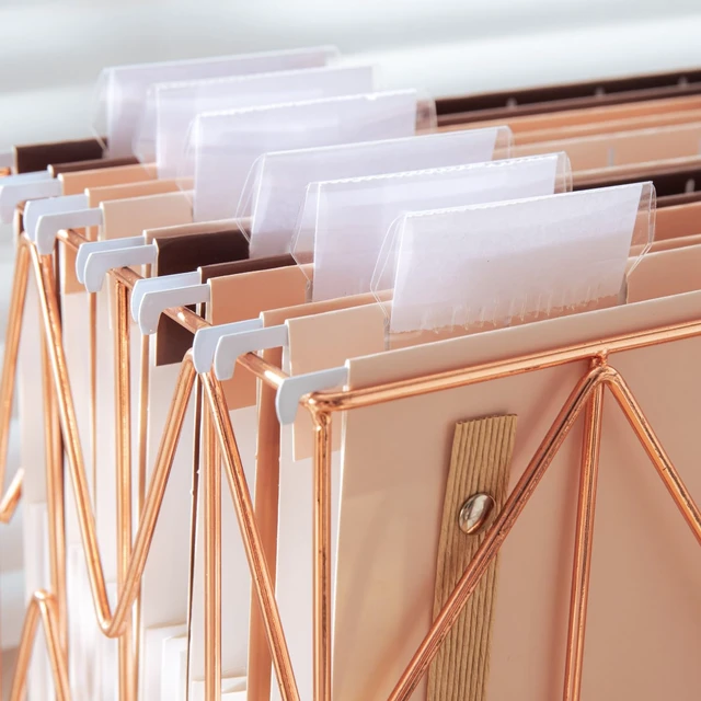 Alt view image 5 of 7 - 6 Pack Extra Capacity Hanging File Folders with Handle Letter Size Accordion Decorative Reinforced File Folder Cute Colored Expandable Portable Folder with 1/5-Cut Adjustable Tabs, Coco Mocha
