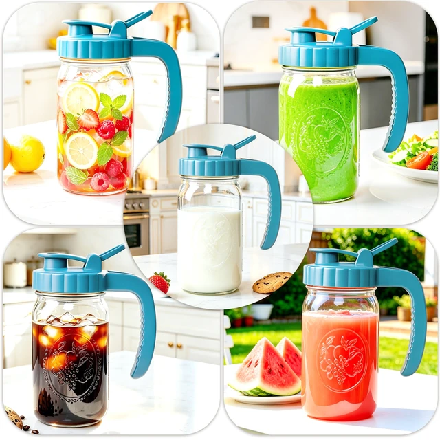 Alt view image 6 of 7 - ar Pitcher With Pour Spout Lid 32 Oz Glass Breastmilk Storage Wide Mouth Airtight & Leakproof Water Jug With Flip Cap For Cold Brew Coffee Iced Tea Sun Tea Lemonade Juice Beverages