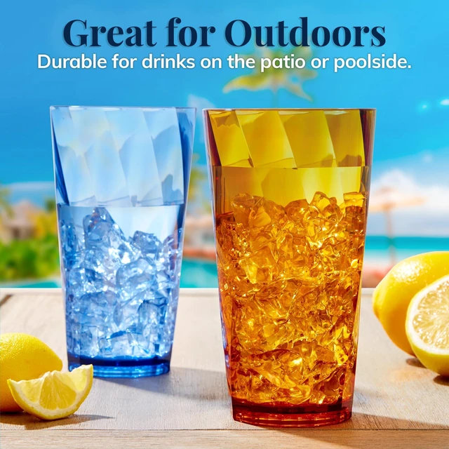 Alt view image 6 of 7 - US Acrylic Optix Plastic Reusable Drinking Glasses (Set of 8) 20oz Water Cups in Jewel Tone Colors | BPA-Free Tumblers, Made in USA | Top-Rack Dishwasher Safe