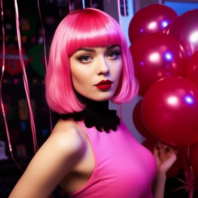 Alt view image 4 of 7 - 4 Pieces Colorful Wigs,Cosplay Wigs 12 Straight with Flat Bangs,Neon Colored Wig for Women Girl Party Favors Bachelorette Party Night Club Come with Extra Wig Cap (Sunglasses)