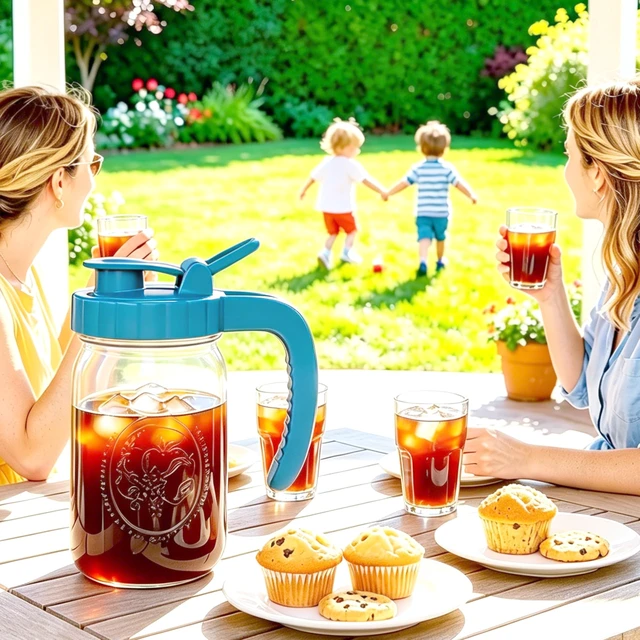 Alt view image 7 of 7 - ar Pitcher With Pour Spout Lid 32 Oz Glass Breastmilk Storage Wide Mouth Airtight & Leakproof Water Jug With Flip Cap For Cold Brew Coffee Iced Tea Sun Tea Lemonade Juice Beverages