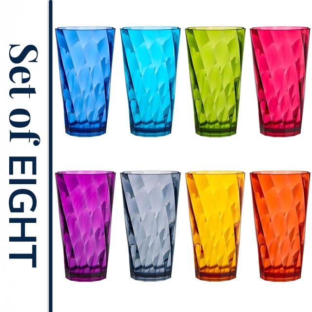 Alt view image 7 of 7 - US Acrylic Optix Plastic Reusable Drinking Glasses (Set of 8) 20oz Water Cups in Jewel Tone Colors | BPA-Free Tumblers, Made in USA | Top-Rack Dishwasher Safe